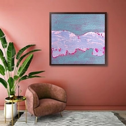 «Морозный пейзаж» в интерьере современной гостиной в розовых тонах