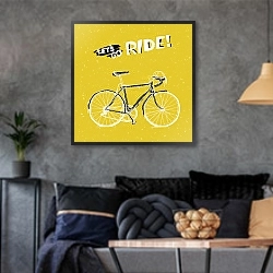 «Велосипед 3» в интерьере гостиной в стиле лофт в серых тонах