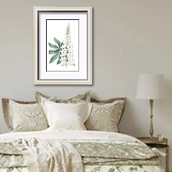 «White large-leaved Perennial Lupine» в интерьере спальни в стиле прованс над кроватью