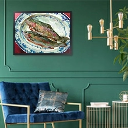 «Two Fish on a Porcelain Plate» в интерьере в классическом стиле в фиолетовых тонах