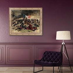 «Allegory of the Siege of Paris, 1870» в интерьере в классическом стиле в фиолетовых тонах