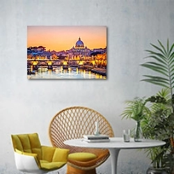 «Рим с подсветкой» в интерьере современной гостиной с желтым креслом