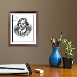 «Nikolai Vasilievich Gogol» в интерьере кабинета с бежевыми стенами над столом