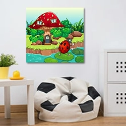 «Домик-гриб» в интерьере детской комнаты для маленького футболиста