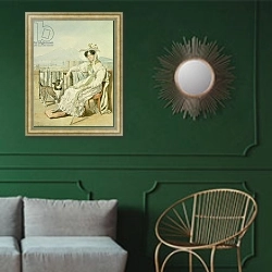 «Portrait of Princess Natalia Golitsin, 1822-26» в интерьере классической гостиной с зеленой стеной над диваном