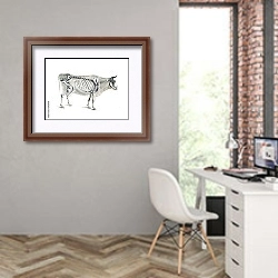 «Скелет коровы» в интерьере современного кабинета на стене