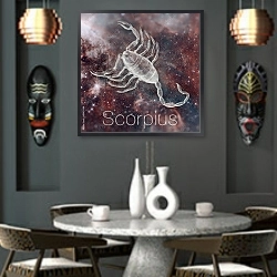 «Астрологический знак зодиака - Скорпион» в интерьере в этническом стиле над столом