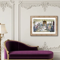 «Knights jousting before a King and Queen» в интерьере в классическом стиле над банкеткой