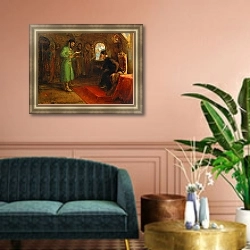 «Boris Godunov with Ivan the Terrible» в интерьере классической гостиной с зеленой стеной над диваном