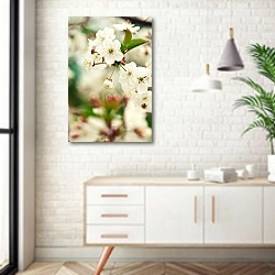 «Цветы вишни 4» в интерьере комнаты в скандинавском стиле над тумбой