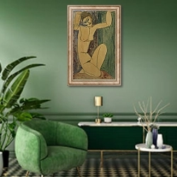 «Caryatid; Cariatide, 1913» в интерьере гостиной в зеленых тонах