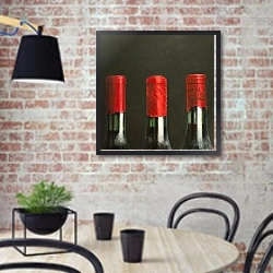 «Three Wines, 2010» в интерьере кухни в стиле лофт с кирпичной стеной
