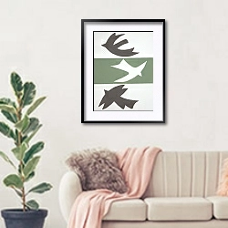 «Birds flying by» в интерьере современной светлой гостиной над диваном