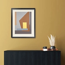 «Geometry. Shades of brown. Palette 5» в интерьере в стиле минимализм над тумбой