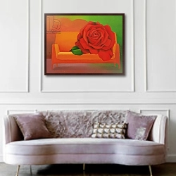 «The Rose, 2004 2» в интерьере гостиной в классическом стиле над диваном