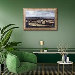 «Долина 3» в интерьере гостиной в зеленых тонах