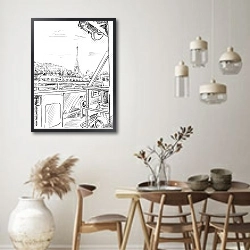 «Париж в Ч/Б рисунках #28» в интерьере в стиле ретро над столом
