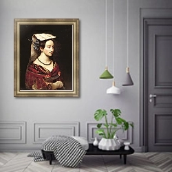 «Портрет А.О.Смирновой.» в интерьере гостиной в зеленых тонах
