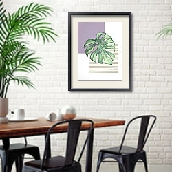 «Detailed monstera leaf» в интерьере белой комнаты в скандинавском стиле над комодом