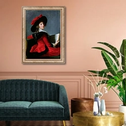 «La Baronne de Crussol, 1785» в интерьере классической гостиной над диваном