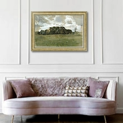 «Landscape with grey Clouds, 1897» в интерьере гостиной в классическом стиле над диваном