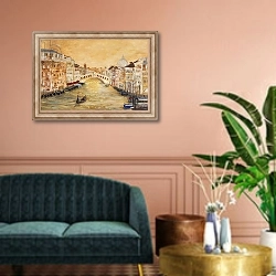 «Italia, Italy,, painting» в интерьере классической гостиной над диваном
