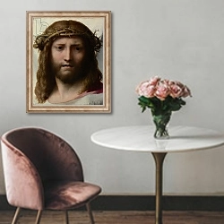 «Head of Christ, c.1530» в интерьере в классическом стиле над креслом