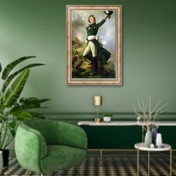 «Antoine Philippe de la Tremoille, Prince of Talmont, 1826» в интерьере гостиной в зеленых тонах