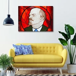 «Ленин (Ульянов) Владимир Ильич» в интерьере современной гостиной с желтым диваном