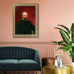 «Sergey Mikhailovich Tretyakov, 1895» в интерьере классической гостиной над диваном