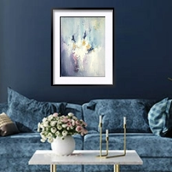 «Lilac dreams. Fancy tower» в интерьере современной гостиной в синем цвете
