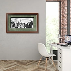 «View of Hopital des Incurables» в интерьере современного кабинета на стене