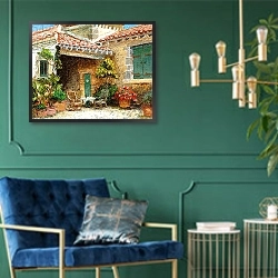 «Provence Barn, 2006» в интерьере в классическом стиле с зеленой стеной