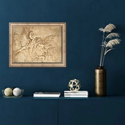 «Copy after Giulio Romano’s Fall of Icarus» в интерьере в классическом стиле в синих тонах