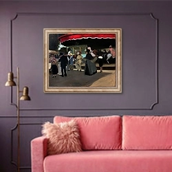 «Carrousel, c.1904» в интерьере гостиной с розовым диваном