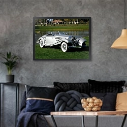 «Mercedes-Benz 500K Special Roadster '1936–37» в интерьере гостиной в стиле лофт в серых тонах