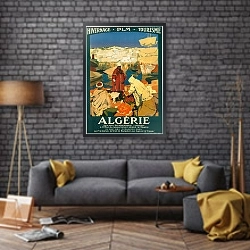 «Algérie» в интерьере в стиле лофт над диваном