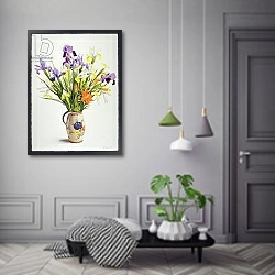 «Irises and Lilies in a Dutch Jug» в интерьере коридора в классическом стиле