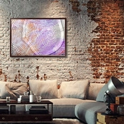 «сиреневый камень крупным планом» в интерьере гостиной в стиле лофт с кирпичной стеной