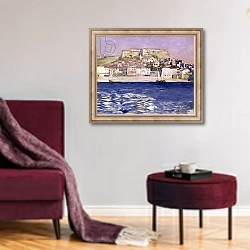 «Collioure» в интерьере гостиной в бордовых тонах