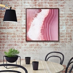 «Geode of pink agate stone 1» в интерьере кухни в стиле лофт с кирпичной стеной