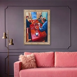 «Supper» в интерьере гостиной с розовым диваном
