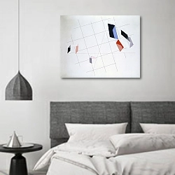 «L IV» в интерьере спальне в стиле минимализм над кроватью