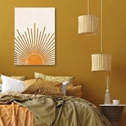«Утомленное солнце 51» в интерьере спальни  в этническом стиле в желтых тонах