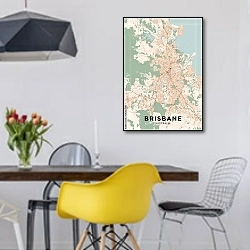 «Цветная карта Брисбена» в интерьере столовой в скандинавском стиле с яркими деталями