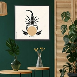 «Знак зодиака Скорпион в стиле бохо» в интерьере в этническом стиле с зеленой стеной