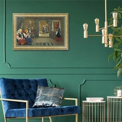 «У исповедника. 1915» в интерьере в классическом стиле с зеленой стеной
