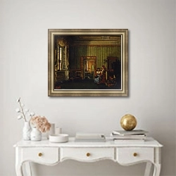 «Interior in the House of Prince Alexander Golitsyn in Rome, 1830» в интерьере в классическом стиле над комодом