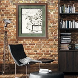 «Trapani and surrounding territories. The original map was created by Bellin and was published around» в интерьере кабинета в стиле лофт с кирпичными стенами