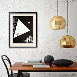«Black&White fantasies.  Telescope» в интерьере кухни в стиле минимализм над столом